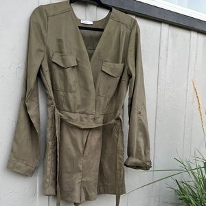 Long sleeve, olive green romper